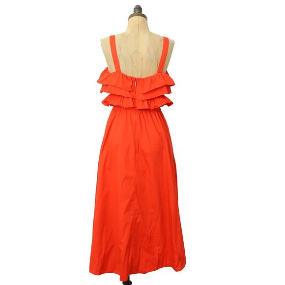 JASON WU Ruffle Bodice Midi Dress 4 Firecracker Red A-Line Sleeveless EUC B69 - Picture 4 of 7